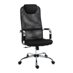 Vinsetto Cadeira de escritório ergonômica basculante e giratória com altura de assento ajustável com encosto de cabeça e malha de encosto alto 65,5x62,5x117-127 cm Preto