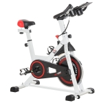 HOMCOM Bicicleta estática com tela LCD Sela ajustável Volante 8 kg Carga 100 kg 103x53x110-114 cm Branco