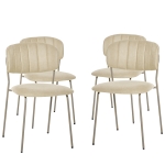 HOMCOM Conjunto de 4 Cadeiras de Sala de Jantar Empilháveis com Pés de Metal Estilo Moderno Nórdico para Cozinha Bar Restaurante Carga Máx. 100kg 49,5x55x81cm Bege