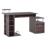 HOMCOM Mesa de Ordenador Monitor PC de Madera con Soporte de Impresora Armarios Estantes Abiertos Múltiple Almacenaje Mesa Escritorio 152x60x80 cm Marrón(c-2)