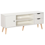 Meuble TV style scandinave pieds pin massif blanc
