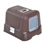 PawHut Litière pour Chats avec Porte Battante Marron 54 x 42 x 41 cm