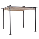 Outsunny Pergola fer 3,5L x 3,5l x 2,30H m pergola rétractable structure alu + toile polyester haute densité 180 g/m² incluse beige(c-2)