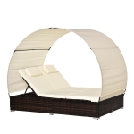 Lit de jardin modulable bain de soleil 2 places avec matelas résine 4 fils chocolat