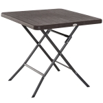 Table de jardin pliable métal époxy HDPE imitation bois chocolat