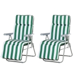 Outsunny Lot de 2 Chaises Longues de Jardin en Acier 63 x 23 x 92 cm