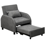 Fauteuil chauffeuse convertible dossier inclinable coussin tissu gris
