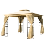Outsunny Tonnelle barnum style colonial double toit toiles moustiquaires amovibles 3L x 3l x 2,65H m beige(c-1)