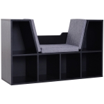 Bibliothèque banc 2 en 1 - 6 casiers noirs coussins inclus