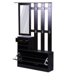 Homcom Ensemble de Meubles d'Entrée en Bois Noir 90 x 22 x 116 cm