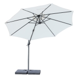 Outsunny Parasol déporté octogonal inclinable manivelle avec pied en acier Ø 2,94 x 2,48H m blanc(c-2)