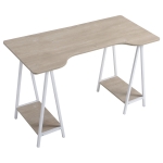 Bureau informatique design 2 étagères grand plateau imitation bois gris clair