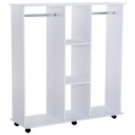 Homcom Armoire Mobile 6 Roulettes Blanc 120 x 40 x 128 cm