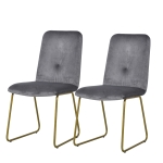 Lot de 2 chaises velours pieds métal