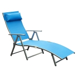Outsunny Chaise Longue en Textilène Bleu