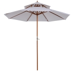 Outsunny Parasol de Jardin en Bois Blanc Ø3 m x 2,5 m