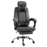 Fauteuil de bureau repose-pied tétière + coussin lombaires gris foncé