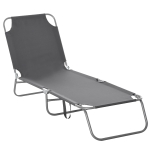 Outsunny Bain de soleil transat pliable dossier réglable multipositions métal et polyester gris