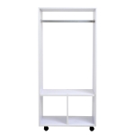 HOMCOM Armoire de Rangement Blanche à Roulettes
