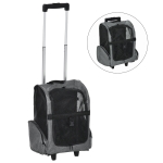 2 en 1 trolley sac à dos roulettes chien chat gris