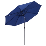 Outsunny Parasol en aluminium rond polyester 180g/m2 manivelle inclinable diametre 300cm bleu