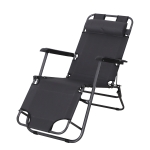 Outsunny Chaise longue transat 2 en 1 pliant inclinable multiposition gris