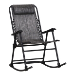 Outsunny Fauteuil à bascule rocking chair pliable de jardin dim. 52L x 50l x 110H cm acier époxy textilène gris chiné