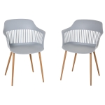 Lot de 2 chaises style néo-rétro accoudoirs coque polypropylène 4 pieds effilés métal imitation bois