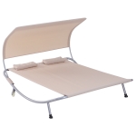 Outsunny Lit de Jardin 2 Places à Roulettes Marron 200 x 170 x 138 cm