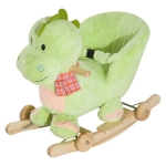 Homcom Pousseur Porteur Modèle Dinosaure en Bois Vert 60 x 35 x 45 cm