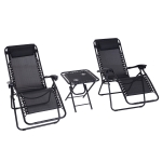 Lot de 2 chaises longues pliables avec table basse