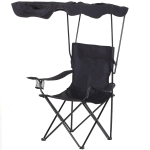 Chaise de camping pliable pare-soleil + porte-gobelets intégrés
