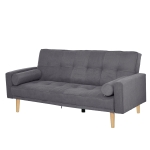 Canapé convertible 3 places design scandinave dossier inclinable 3 positions pieds bois tissu lin