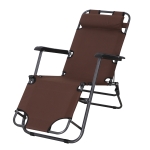 Outsunny Chaise longue transat 2 en 1 pliant inclinable multiposition marron