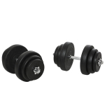 Ensemble d'haltères courtes total 36 Kg - barres incluses - acier HDPE noir