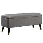 Banc coffre de rangement velours capitonné gris