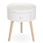 Homcom Table de Chevet Ronde en Bois Blanc 38 x 38 x 45 cm