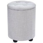 Tabouret de rangement repose-pieds Ø 30 x 40 cm lin