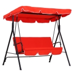 Outsunny Balancelle de jardin 3 places toit imperméabilisé inclinaison réglable coussins assise et dossier 1,72L x 1,1l x 1,52H m acier noir polyester rouge