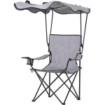 Chaise de camping pliable pare-soleil + porte-gobelets intégrés