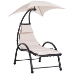 Outsunny Bain de Soleil Beige avec Pare-Soleil Intégré