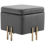 Tabouret Pouf Coffre de Rangement 45 x 45 x 42 cm Gris Foncé