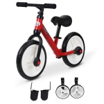 Homcom Vélo enfant draisienne 2 en 1 roulettes et pédales amovibles roues 11" hauteur selle réglable acier rouge