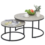 Table basse ronde avec étagère imitation marbre blanc métal noir(c-2)