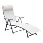 Outsunny Chaise Longue en Textilène Crème