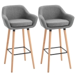 Lot de 2 tabourets de bar style scandinave repose-pieds et accoudoirs