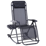 Outsunny Chaise longue fauteuil à bascule pliable de jardin 2 en 1 design contemporain dim. 133L x 67l x 95H cm acier polyester gris(c-3)