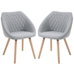 Lot de 2 chaises de visiteur style scandinave lin gris(c-1)