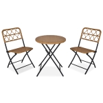 Ensemble bistro de jardin 3 pièces pliantes style cosy noir beige