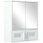 kleankin Bathroom Mirror Cabinet Wall Mount Storage Cupboard W/ Door and Shelves White